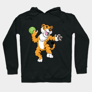 Funny tiger is playing handball Hoodie